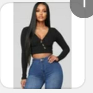 Cropped long sleeve top